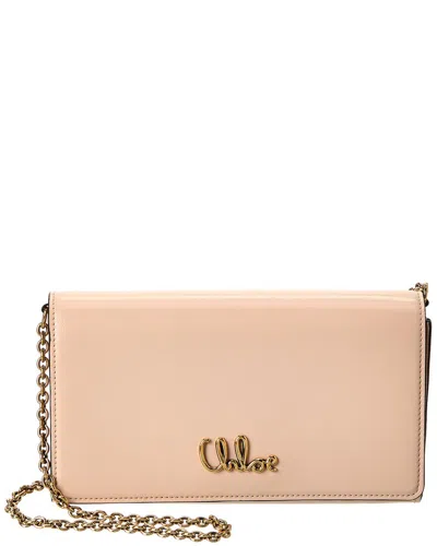 Chloé Iconic Flap Leather Wallet On Chain In Pink