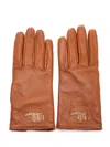 Chloé Logo Gloves In Brown