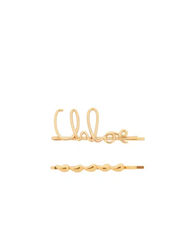 Chloé Iconic Hair Clips In Yellow