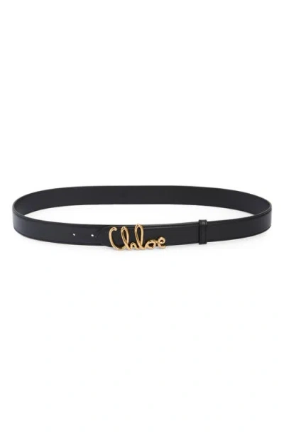 Chloé Iconic Leather Belt In Black