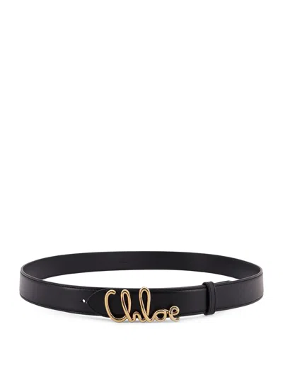 Chloé Iconic Leather Belt In Black