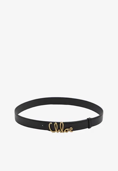 Chloé Iconic Leather Belt In Black