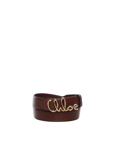 Chloé Iconic Leather Belt In Metallic