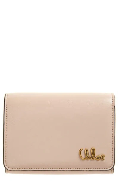 Chloé Iconic Leather Trifold Wallet In Neutral