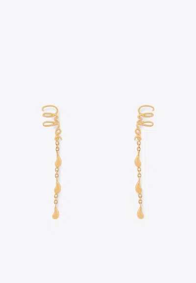 CHLOÉ ICONIC-LETTERING DROP EARRINGS