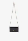 Chloé Iconic Logo Chain Clutch In Patent Leather In Black
