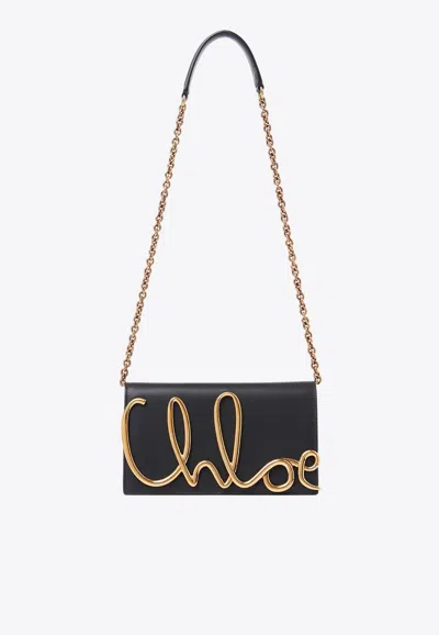 CHLOÉ ICONIC LOGO CALF LEATHER SHOULDER BAG