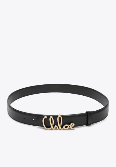 Chloé Iconic Calfskin Leather Belt In Black