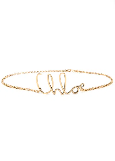 Chloé Chloe Iconic Logo Chain Belt In Gold