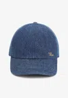 Chloé Iconic Logo Denim Cap In Blue
