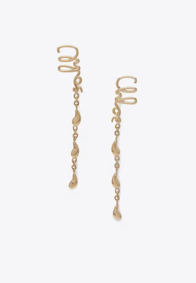Chloé Iconic Logo Drop Earrings In Gold
