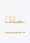 Chloé Set Of 2 Hair Clips "iconic" In Gold