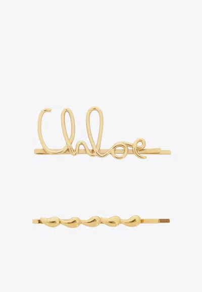 CHLOÉ ICONIC LOGO HAIR CLIPS - SET OF 2