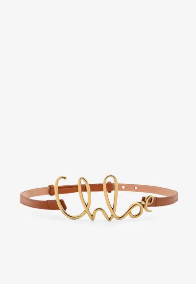 CHLOÉ ICONIC LOGO LEATHER BELT