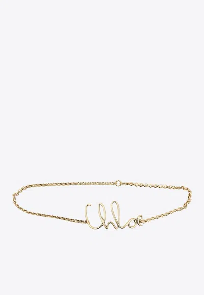 Chloé Iconic Logo Lettering Chain Belt In Gold