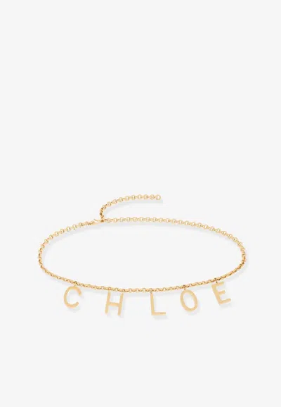 Chloé Iconic Logo Metal Belt In Gold