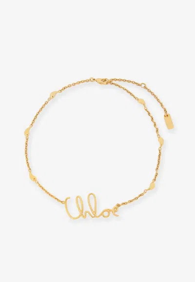 Chloé Iconic Logo Necklace In Gold