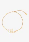 Chloé Vintage Gold Necklace With Cursive Name Pendant And Delicate Chain In Gold