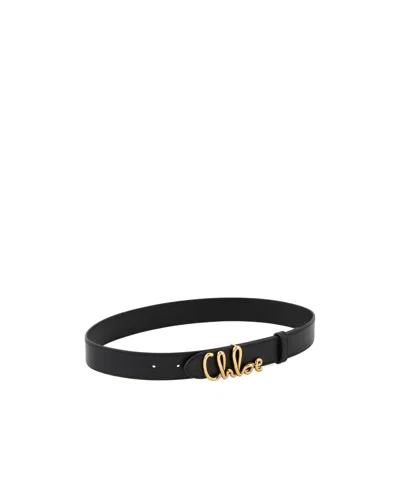 CHLOÉ CHLOÉ ICONIC LOGO PLAQUE BELT