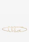 Chloé Adjustable Chain Necklace Script Pendant In Gold