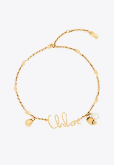 CHLOÉ ICONIC LOGO SHELLS NECKLACE