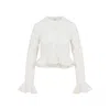 Chloé Openwork Flounced Cardigan In Alpaca And Silk In White