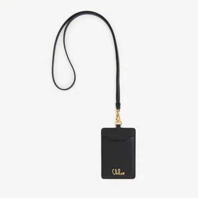 CHLOÉ CHLOÉ ICONIC PASS HOLDER IN GRAINED LEATHER BLACK SIZE ONESIZE 100% BUBALUS BUBALIS, FARMED, COO ITA