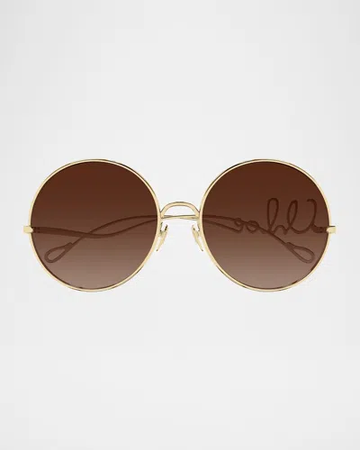 CHLOÉ ICONIC ROUND METAL SUNGLASSES