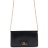Chloé Iconic Flap Wallet On Chain In Shiny Calfskin In 001 Black