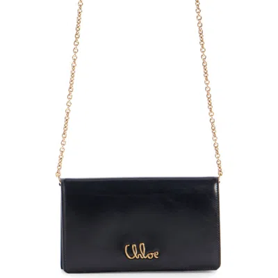 CHLOÉ CHLOÉ ICONIC SCRIPT LEATHER WALLET ON A CHAIN