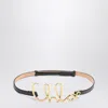 Chloé Small Iconic Logo Leather And Brass Belt In Black