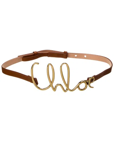 Chloé Logo Leather Belt In Clay Brown