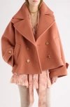 Chloé Double Breasted Jacket Buttoned Cuffs Pockets Lapels In Orange