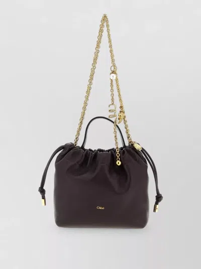 Chloé Icons Crossbody Bag Goldtone Chain Strap Top Handle In Brown