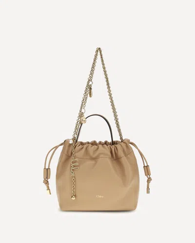 Chloé Icons Leather Crossbody Bag With Logo On The Front In Blue