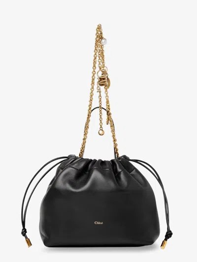 Chloé Icons Leather Crossbody Bag With Front Logo In Black