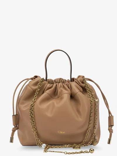 Chloé Icons Leather Crossbody Bag With Logo On The Front In Sand