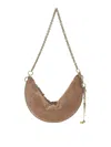 Chloé Half-moon Suede Finish Gold-tone Chain Shoulder Bag In Nude