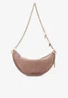 Chloé Crescent-shaped Shoulder Bag In Soft Suede Calf Leather In Pink