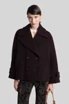 Chloé Women Violet Double-breasted Jacket With Wide Notched Revers And Dropped Shoulders In Wool Ble In Black