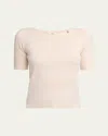 Chloé Interlock Short Sleeve Knit Top In Coconut Milk