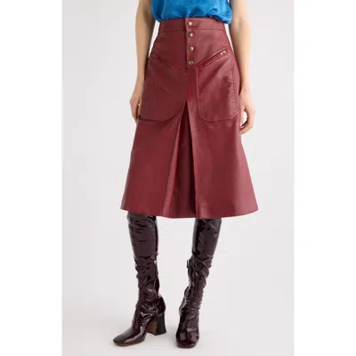CHLOÉ CHLOÉ INVERTED PLEAT LAMBSKIN LEATHER SKIRT