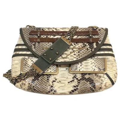 Pre-owned Chloé Chloe Irina Crossbody Beige Python Bag In Brown