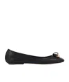 Chloé Bow Detail Round Toe Flat Sole Ballerina Shoes In Black