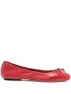 Chloé Iris Embellished Leather Ballet Flats In Red