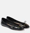 Chloé Bow Detail Round Toe Flat Sole Ballerina Shoes In Black
