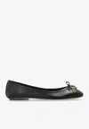 Chloé Bow Detail Round Toe Flat Sole Ballerina Shoes In Black