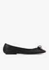 Chloé Bow Detail Round Toe Flat Sole Ballerina Shoes In Black