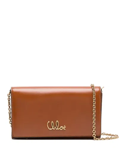 Chloé Ironic Flap Chain Crossbody Bag In Brown