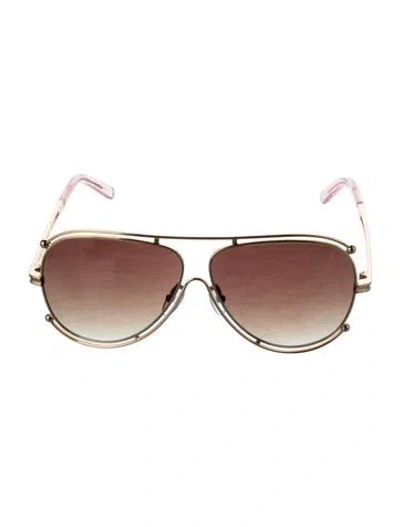 Pre-owned Chloé Isidora Aviator Sunglasses In Gold